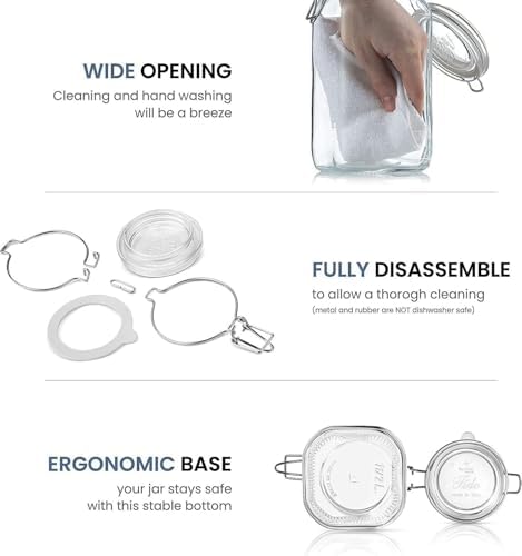 Bormioli Rocco Fido Glass Canning Jar, Airtight Storage Container with