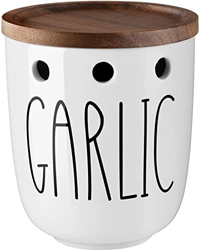 DAYYET Garlic Keeper for Counter, Ceramic Garlic Keeper with