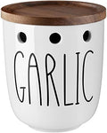 DAYYET Garlic Keeper for Counter, Ceramic Garlic Keeper with