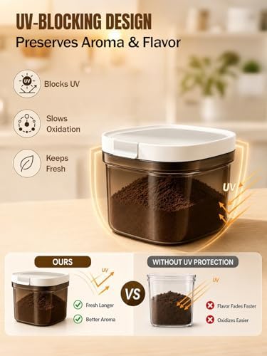 Lupow 8oz Airtight Coffee Canister with Magnetic Scoop, 800ML