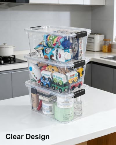 EOENVIVS Plastic Storage Bins with Lids, 6 Pack, 6.7 Quart