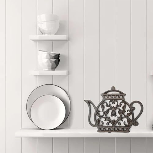 Cast Iron Trivets for Hot Dishes, Rustproof Tea Pot Trivet with Rubber