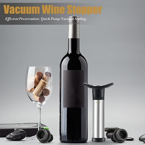 OWO Wine Vacuum Pump and 4 Stopper, Wine Save & Preserver, Reusable