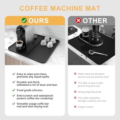 Silicone Coffee Mat, 16''x16'' Coffee Bar Mat
