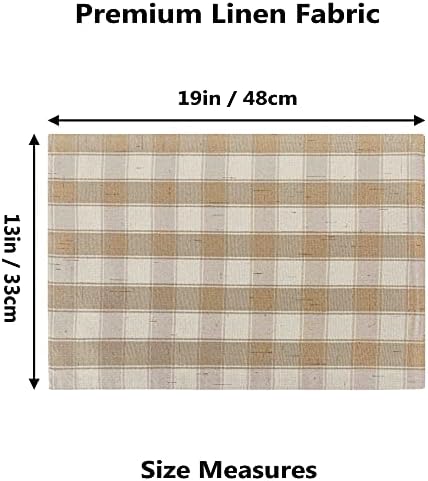 Home Brilliant Beige Placemats Set of 6 Farmhouse Buffalo Plaid Place