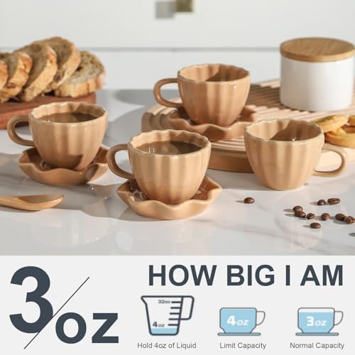 Cute Ceramic Double Espresso Shot Cups Set of 4 Tazas Para Cafe