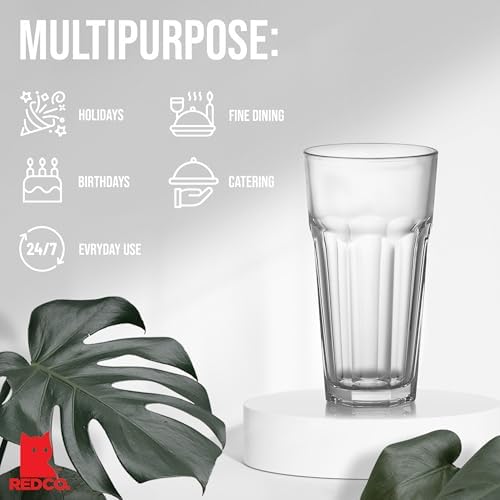 Red Co. Set of 6 Clear Glass 16 Fl Oz Drinking Highball Tumblers for