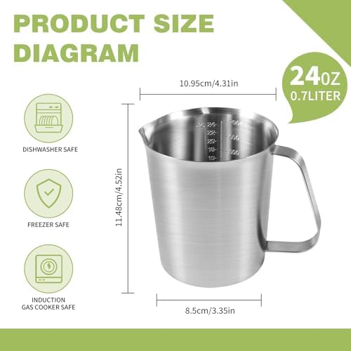 Stainless Steel Metal Measuring Cup w/Handle for Liquid,24&24oz