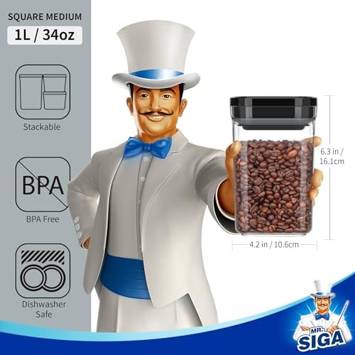 MR.SIGA 4 Pack Airtight Food Storage Container Set for Pantry Organization