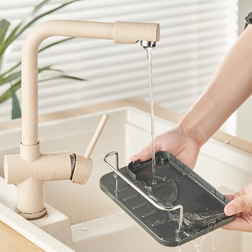 Dish Soap Dispenser 3-in-1 Sponge Holder for Kitchen Sink Stainless