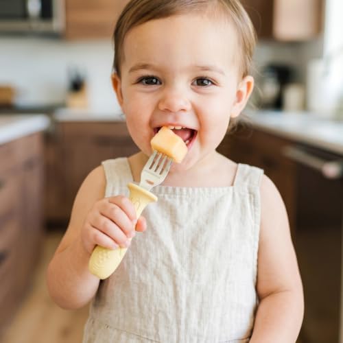 Stainless Steel Toddler Utensils Self Feeding Set, 4-Pack Baby Spoons