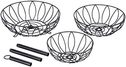 3 Tier Fruit Basket Bowl, Vegetable Organizer, Metal Black
