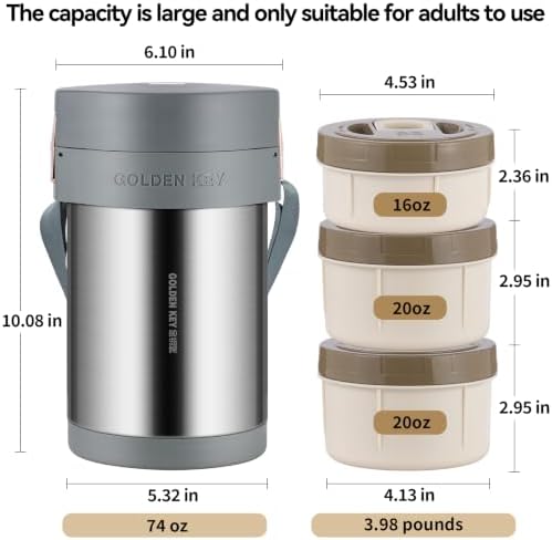 GOLDEN KEY 74 oz Stainless Steel Wide Mouth Large Food Thermo Hot Food