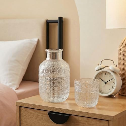 Coloch 2 Sets Vintage Bedside Water Carafe Set With Tumbler, 4 Pcs