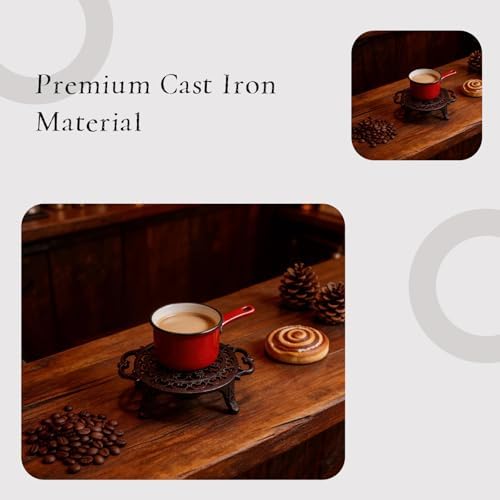 Cast Iron Teapot Warmer, Round Tea Warmer with Double Eared Design &