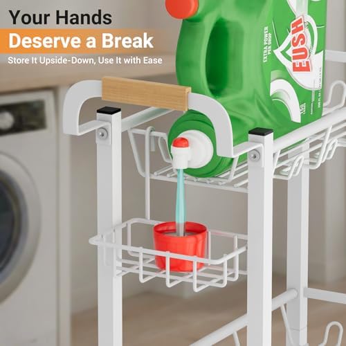 AOODA 3-Tier Laundry Cart with Detergent Holder, White