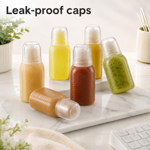 Travel Condiment Containers 6PCS 2 Oz Small Condiment Squeeze Bottles