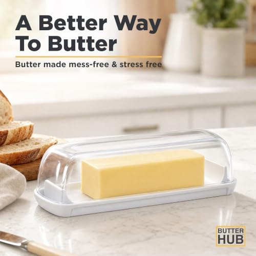 Butter Hub Clear Butter Dish with Lid for Countertop, Plastic, US