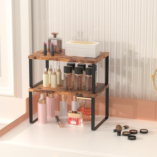 CADUKE Set of 4 Kitchen Cabinet Shelves, Brown