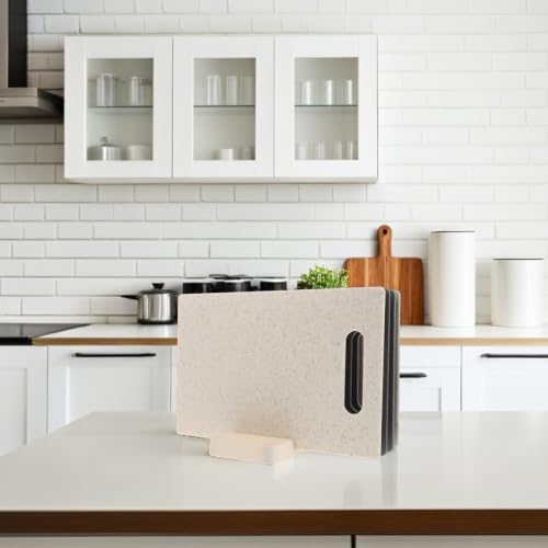 4pcs Plastic Cutting Board Set with Storage Stand for Kitchen