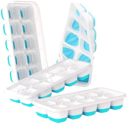 DOQAUS Ice Cube Tray with Lids, 4 Pack Silicone Ice Trays for Freezer