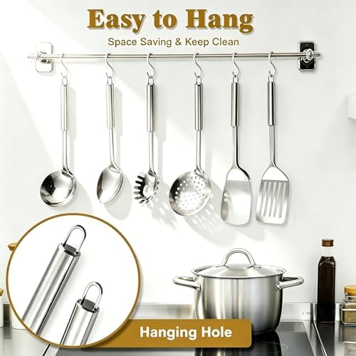 Kitchen Utensils Set, 10 PCS Stainless Steel Utensils Set for Cooking