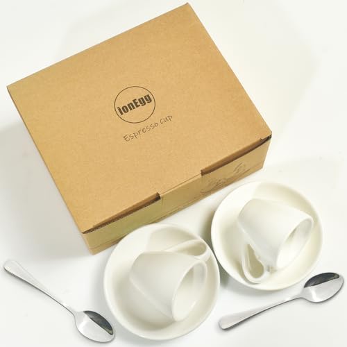 ionEgg Porcelain Espresso Cup with Saucer And Stainless Steel mini