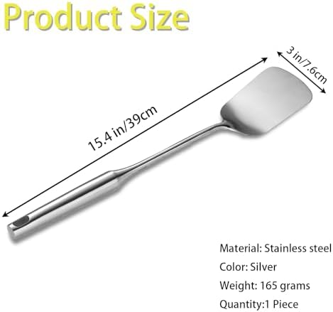 Stainless Steel Wok Spatula,Metal Flipper for Kitchen Cooking,Extra