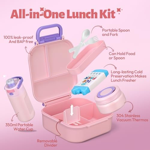 Itslife Bento Box for Kids Set, Insulated Food Container,Kids Lunch