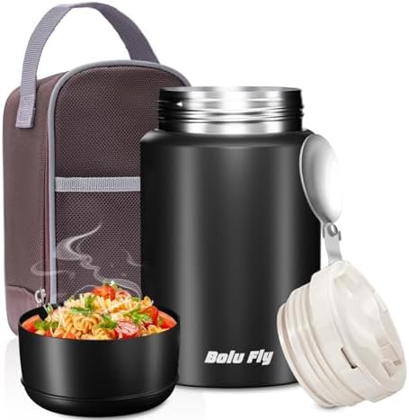 Insulated Food Jar 18oz Stainless for Work/Travel Black