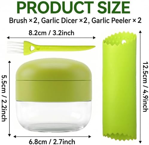 2-Pack 3-in-1 Stainless Steel Garlic Press Sets, Green
