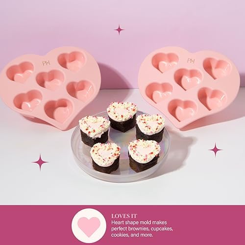 Paris Hilton Heart Silicone Cake Pan, Nonstick Heart Shaped Mold, Oven