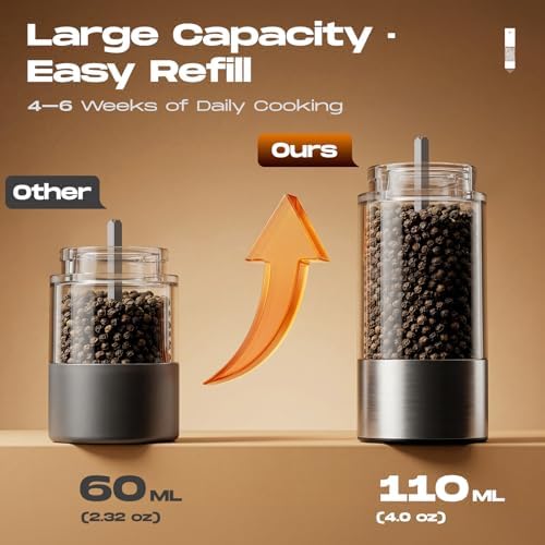 Electric Salt and Pepper Grinder Set, Battery, Stainless Steel