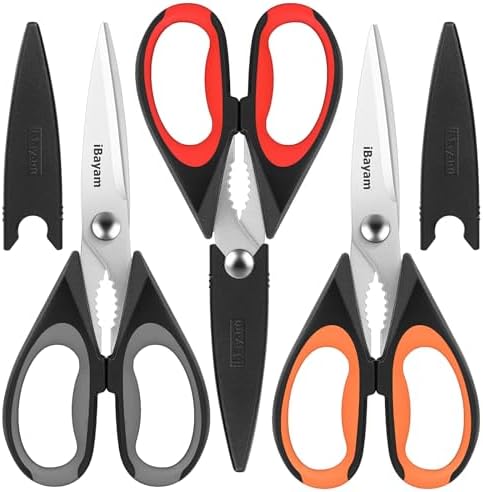 iBayam 3-Pack 8.7" Kitchen Scissors All Purpose Heavy Duty Shears