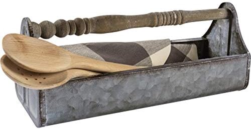 Overstock Large Metal Tray with Wooden Handle