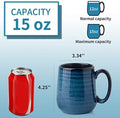 Hasense Ceramic Coffee Mugs Set of 6,15 Ounce and Porcelain Sugar and