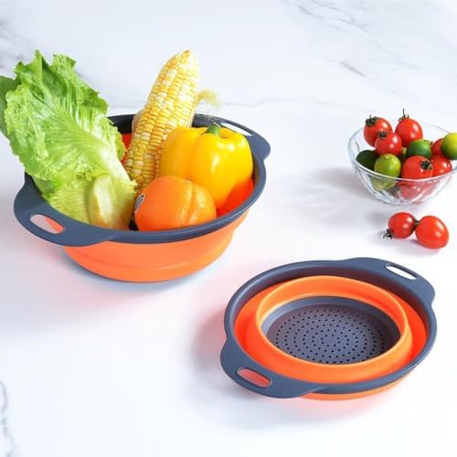 Collapsible Colander and Strainer Set of 3, Food-grade Sturdy Plastic