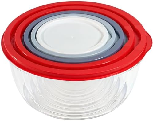 5-Piece Plastic Mixing Bowl Set with Lids for Kitchen, Nesting Kitchen
