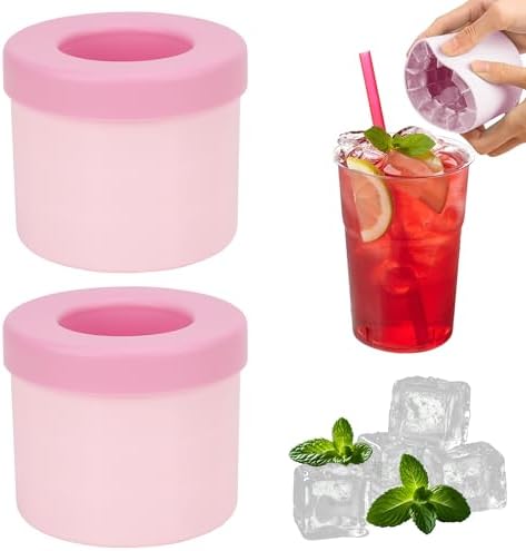 2 Pack Cylinder Silicone Ice Cube Molds, Easy-Release Ice Cube Trays