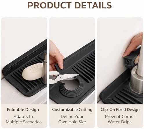 Silicone Faucet Mat for Kitchen Sink Water Splash Guard Behind Faucet