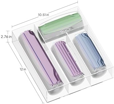 Aquiver Acrylic Bags Storage Organizer - Baggie Bags Drawer Organizer