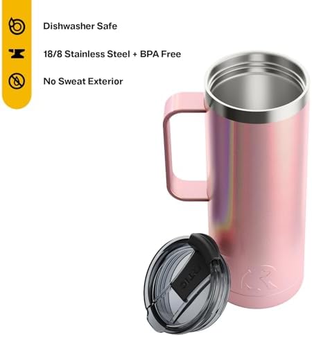 RTIC 20oz Travel Mug, Stainless Steel Insulated Coffee Cup with Lid