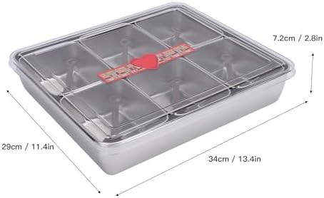 Divided Serving Tray with Lid, Stainless Steel 6 Removable Compartment