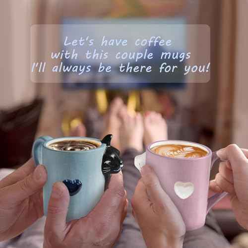 Couple Gifts Cute Kissing Cat Mug Matching Couples Stuff Ceramic