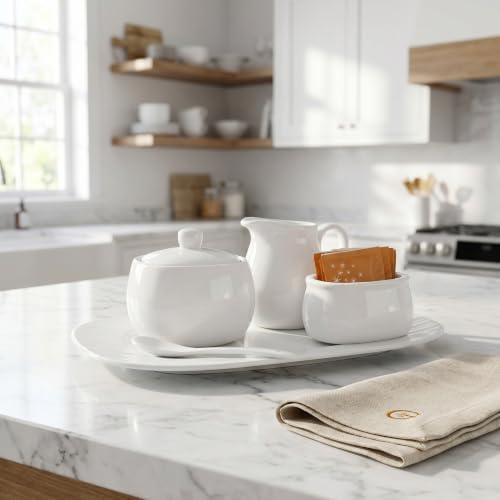 Dicunoy Set of 4 Sugar and Creamer Set, Small Creamer Pitcher with