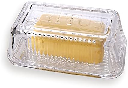 Glass Butter Dish with Lid from 1500 C Tabletop Farm-house Heavy Thick