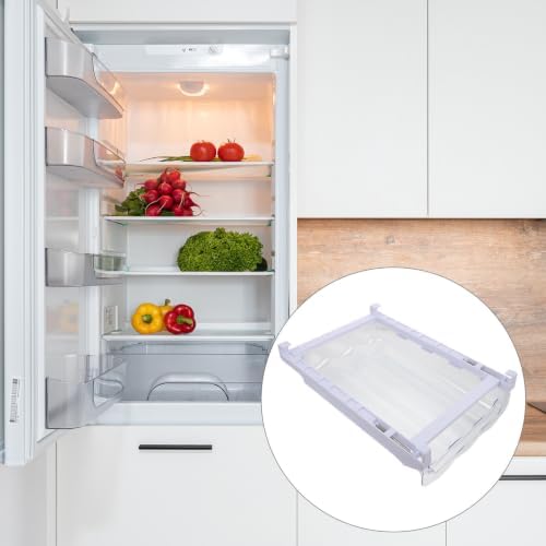 Egg Storage Box Drawer Organizer for Refrigerator, White Plastic
