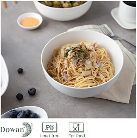 DOWAN Salad Bowls, Large Pho Bowls, 8" White Centerpiece Bowls for