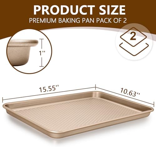 Wildone Baking Sheet Pan Set of 2, Honeycomb Embossed Nonstick Cookie