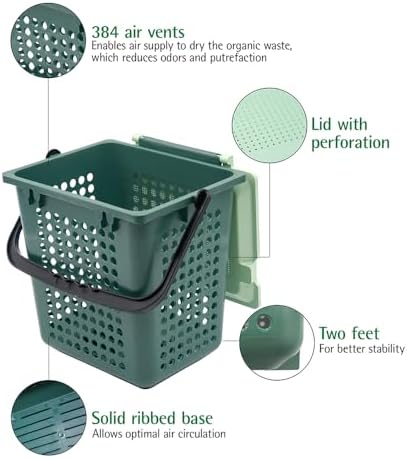 bioMat AirBox Countertop Compost Bin for 2.6 to 3 Gallon Bags